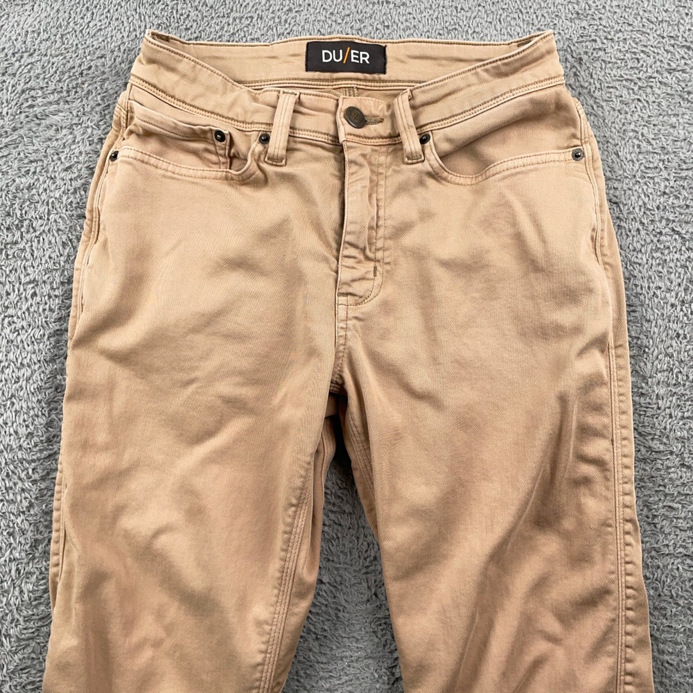 DU/ER Pants Mens 28x32 Tan No Sweat Relaxed Taper Performance Chino Stretch DUER
